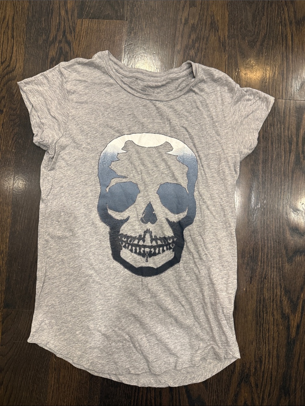 Zadig & Voltaire Gray Skull Graphic Tee - Ombre Skull Print